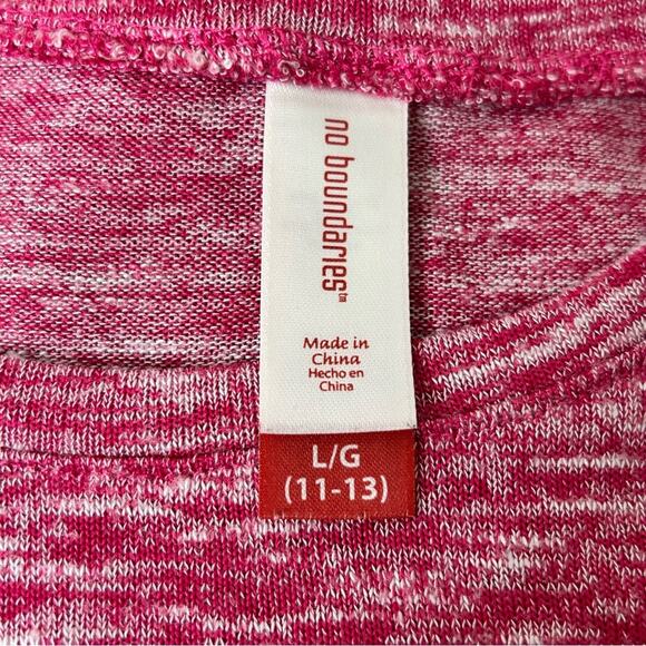 No Boundaries Juniors Top Pink Heart Embellished Tie Front‎ Short Sleeve - Picture 4 of 5